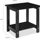 VICTORY RELAX Solid Acacia Wood Side Table with 2-Tier Storage, Weather-Resistant Outdoor Indoor End Table, Black Rustic Color Night Stand