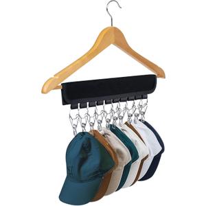 Hat Organizer Holder for Hanger & Room Closet, 1Pack Hat Rack Storage Clips, for Hang Baseball Hats Rack, Ball Caps, Winter Beanie & Accessories, Not Including Hangers & Hats (1PC Black)