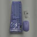 Wireless Keyboard and Mouse Backlit - Typewriter Keyboard with Retro Round Keycaps, Detachable Wrist Rest, Light Up Letters, 2.4G Rechargeable Combo for Mac, Windows, PC, Laptop, Trueque (Purple)