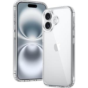 FNTCASE for iPhone 16 Case Clear: Phone Cases Compatible with Magsafe Slim Anti Yellowing Military Grade Drop Protection Rugged Shockproof Protective Transparent Cell Phone Cover (B-Clear)