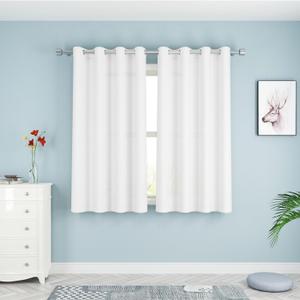 UPOPO White Curtains Privacy Curtains 63 inches Long Kitchen Semi Sheer Drapes Living Room Bedroom Linen Textured Basement Window Curtain 2 Panels Grommet Top
