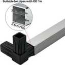 8 PCS 1''/25mm Plastic Square Tube Connector, 3-Way Side Outlet Elbow 90 Degree L-Shaped Pipe Fitting, Suitable for OD 25mm/1'' Square Tube, Corner Joint Connector for Shelf, Fence, Handrails (Black)