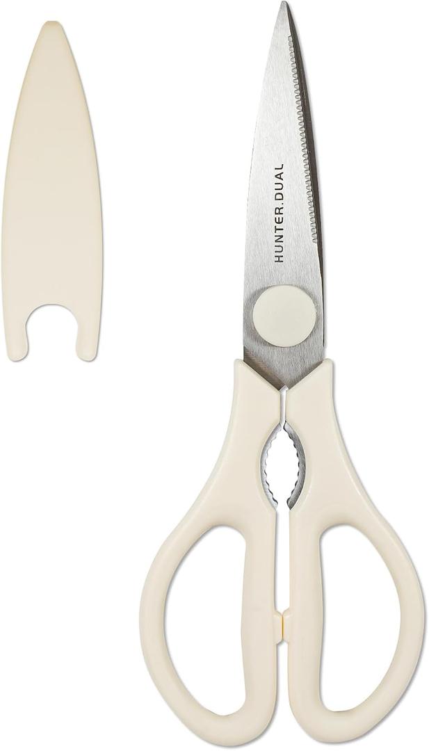 Kitchen Scissors for Food, HUNTER.DUAL Heavy Duty Come Apart Poultry Shears for Cooking, All Purpose for Cutting Chicken, Meat, Fish & Vegetables (Cream, 8.35 Inch)
