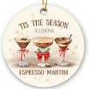 Christmas Espresso Martini Ornament 2025, Gifts for Espresso Martini Lovers, Drinking Ceramic Ornament for Christmas Tree Decorations, Decorative Hanging Ornaments