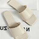 Verdusa Women's Polka Dots Square Toe Slip On Sandals Casual Summer Slides (White)