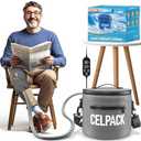 celpack Portable Ice Therapy Machine for Post-Operative Recovery, Sports Injuries, Knee Pain, Sprains, Swelling,Full Knee Brace with Silent Pump, Timer Remote Control Cold Therapy Device, Grey