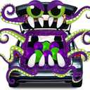 Cinrobiye Halloween Trunk or Treat Car Decorations Kit for Suv,Purple Octopus with Tentacles Entryway Archway Car Banner,Garage Door Border Frame Haunted House Outdoor Supplies Decor with Balloons