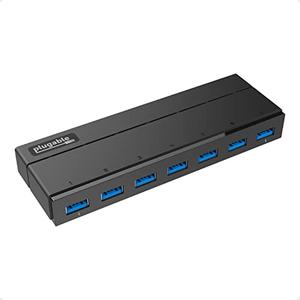 Plugable 7-Port USB 3.0 Hub with 36W Power Adapter | Powered USB Hub for Laptop & Desktop | High-Speed Data Transfer & Driverless Connectivity