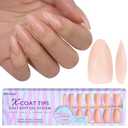 BTArtbox Almond Press On Nails - Soft Gel Nail Tips Medium XCOATTIPS Natural with Base Color, Stronger Adhesion, Nude Pre-shaped Ultra Fit Fake Nails for Women Gift