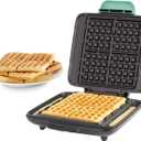 DASH No-Drip Waffle Maker: Waffle Iron 1200W + Waffle Maker Machine For Waffles, Hash Browns, or Any Breakfast, Lunch, & Snacks with Easy Clean, Non-Stick + Mess Free Sides - Aqua