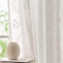 jinchan Linen Curtains for Bedroom Floral Curtains 96 Inch Length Linen Blend White Embroidered Drapes Farmhouse Flower Patterned Drapes for Living Room Window Treatments Set 2 Panels (50"W x 96"L (Pack of 2), Floral White)