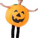 IHGYT Pumpkin Inflatable Costume Blow up Costume Orange Fancy Dress Adult Jumpsuit Halloween Cosplay Outfit Gift