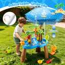 2026 Toddler Water Table with Umbrella & Fishing Game Set, Kids Outdoor Water Tables Toy with Auto Electric Pump Birthday Gift for 3-8 Years Old Kids Activity Sensory Playset for Boys Girls