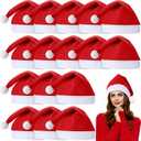 Aneco 16 Pack Christmas Hats - Red and White Santa Hats with White Cuffs - Non-woven Fabric for Holiday Event