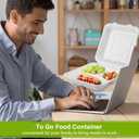 9x9 Clamshell Food Containers, 100 Pack Disposable Take Out Food Container With 3 Compartments, Compostable To Go Boxes, Eco Friendly To Go Containers With White Bagasse