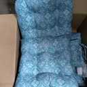 ARDEN Outdoor Dining Chair Cushion, 2 Pack, 18 x 20, Rain-Proof, Fade Resistant, Turquoise Daphne Medallion
