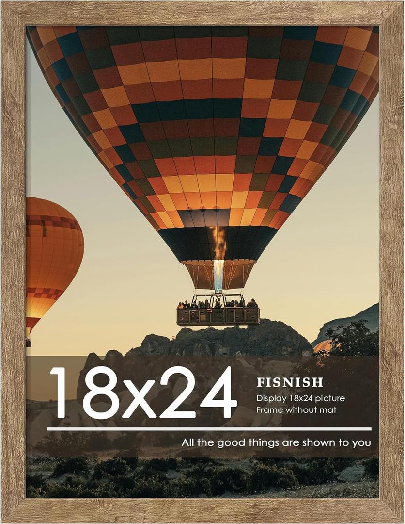 18x24 Picture Frame, Natural Woodgrain Brown Poster Frame, 1 Pack | for Horizontal or Vertical Wall Mounting, for Photos, Artwork; Fits Home, Office & Gallery Wall Decor