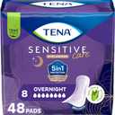 Tena Incontinence Pads for Women, Overnight, 45 Count,  5.5" Front 7.7" Back W, 16" L (Pack of 1)