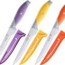 3PCS Boning Knife, German Stainless Steel Fillet Knives, 6 inch Curved Boning Deboning Filet Fillet Knife for Meat, Fish, Poultry, Cutting, Trimming, Ergonomic Rubber Handle, Dishwasher Safe