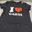 Red Heart I Love Cardi T-Shirt (Black, S)