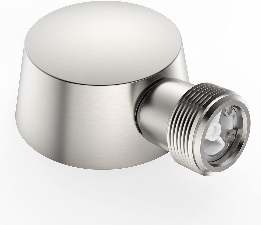 Wall Mounted Supply Elbow, Wall Elbow for Hand Shower, Solid Brass Round Wall Supply Elbow, Check Valve Included (Brushed Nickel)