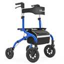 PLANET WALK Foldable Rollator Walker: 10" & 8" All-Terrain Wheels, 300lb Capacity, Treaded Rubber Tires, Breathable Seat & Backrest, Lightweight Mobility Aid for Seniors, Blue