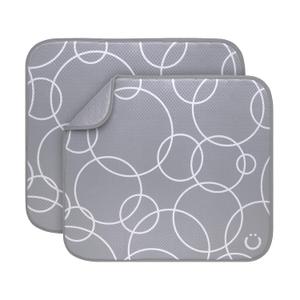 Ubbi Microfiber Dish Drying Mat, Baby Bottle Drying Mat, Kitchen Counter Dish Mat, Pack of 2 (Gray)