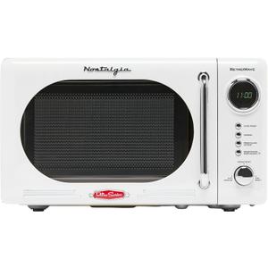 Nostalgia Retro Compact Countertop Microwave Oven - 0.7 Cu. Ft. - 700-Watts with LED Digital Display - Child Lock - Easy Clean Interior - White