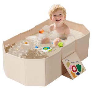 Baby Foldable Bathtub, Baby Bath Tube with Non-Slip Base Portable Baby Tube for Newborn to Toddler