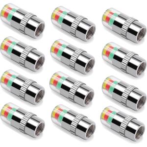 12pcs Tire Pressure Caps, Easy to Read 3 Color Car Tire Pressure Monitor Valve Stem Caps, 32-to-35 PSI