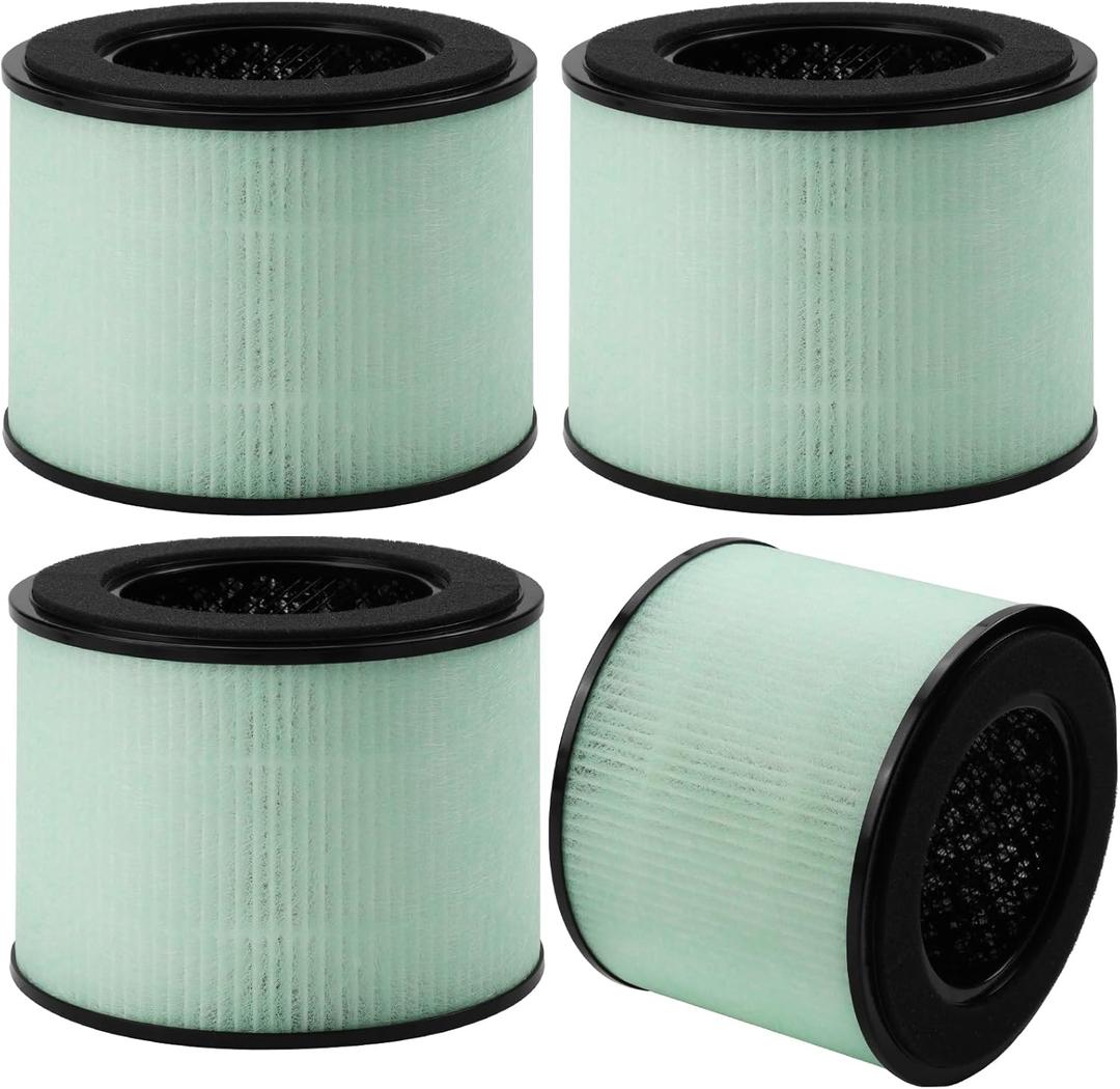 4 Packs BS-08 HEPA Filter Replacement - Compatible with PARTU BS-08 / Clarifion AerClear Air Cleaner Purifier, 3-IN-1 Filtration System of H13 True HEPA Filter & Activated Carbon Filter