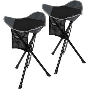 REDCAMP 2 Pack 22.4IN Tall Folding Tripod Stools for Adults, Lightweight Portable Camping Stools for Fishing Hunting Backpacking Traveling, Black