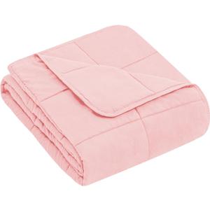 Yescool Weighted Blanket (7 lbs, 41" x 60", Pink) Cooling Heavy Blanket for Sleeping Perfect for 60-90 lbs, Breathable Blanket with Premium Glass Bead, Machine Washable