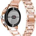 Mtozon Women Bands with Case Compatible with Google Pixel Watch 4/3 45mm 41mm Watch2 Watch1, Metal bling Luxurious Dressy Replacement Wristbands, Silver Black Rose Gold