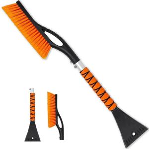 Snow Brush & Ice Scraper, 27 Inch, Ice Scrapers for Car Windshield, Detachable Snow Removal Tool with Ergonomic Foam Grip for Cars, Trucks, Suvs (Heavy Duty Abs, PVC Brush)
