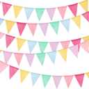 Tatuo 100 Pcs Pastel Pennant Flags Bunting Banner Pastel Fabric Triangle Flag Garland for Birthday Bridal Party Multicolored Summer Decoration Hanging on Wall Ceiling Window (Mixed Color)