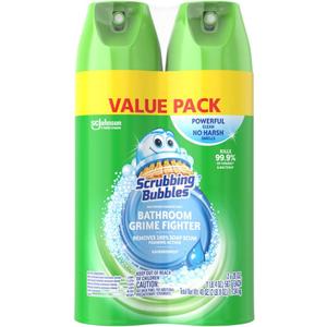Scrubbing Bubbles Bathroom Grime Fighter Aerosol, Rainshower, 20 oz, 2 Count