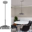Smoke Gray Glass Pendant Lights Kitchen Island Modern 6000K LED Pendant Light Fixtures Chrome Finish Ceiling Hanging Lights for Bedroom Dining Room (8.85 in, 1 Pack)