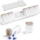 KOVIUU Weekly Pill Organizer Magnetic for Fridge, Removable Pill Box 7 Day 1 Time a Day, Large Pill Case Travel, Week Once Daily Dispenser, Medicine Container Holder for Supplement Vitamin, Brown