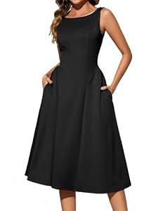 Bridesmay Formal Cocktail Party Dresses Sleeveless A Line Fit and Flare Dress for Women Graduation Party Black M