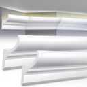 16 Pcs 47.24(Total 63 Ft) Ceiling Crown Molding with LED Duct Kit for Seamless Ambient Accent Lighting Waterproof Channel for Easy LED Trim Moulding Strip Installation