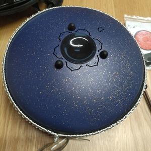 Steel Tongue Drum - 13 Inches 15 Notes Tongue Drum - Hand Pan Drum with Music Book, Handpan Drums Mallets and Carry Bag, D Major (Navy Blue)