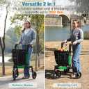 3 Wheel Walkers for Seniors, Foldable Rollator Walker with Tray & Large Storage Bag, 10" Big Wheel for All Terrain, 350 lb Weight Capacity, Green