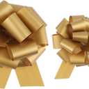 40 Pieces 6 Inches and 5 Inches Pull Bow Wrapping Pull Bow Ribbon Pull Bows for Wedding Baskets,Diameter Gift Bows, Large Bows for Presents. (Gold)