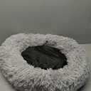 Dogs Bed for Small Dogs, Anti-Anxiety Washable Round Bed (Light Grey, 24.0" L x 24.0" W x 8.0" Th)