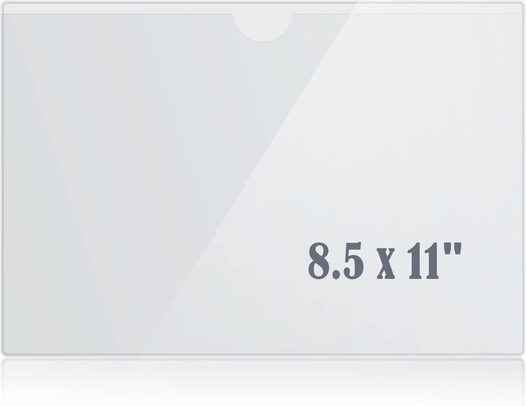 8.5" x 11" Peel & Stick Letter Size Pocket, Crystal Clear 8.5 x 11 Adhesive Wall Pockets- 7 Pack