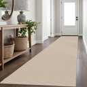 IOHOUZE Washable Exrea Long Hallway Runner Rug 3x16 Non Slip Rubber Backed Kitchen Runner Entryway Runner Indoor, Woven Rugs Floor Carpet for Kitchen Hall Entryway, Cream/Beige