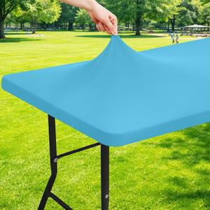 Moosfor Spandex 6 Foot Rectangle Table Cloth, Elastic Fitted Tablecloths for Picnic, Stretch Washable Patio Table Cover for Outdoor, Camping, Banquet and Parties (Blue Mist, 30"x72")