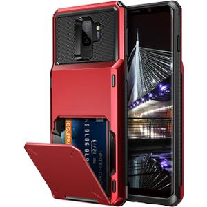 Vofolen Case for Galaxy S9 Plus Case Wallet 4-Slot Pocket Credit Card ID Holder Scratch Resistant Dual Layer Protective Bumper Rugged Rubber Armor Hard Shell Cover for Samsung Galaxy S9 Plus Red
