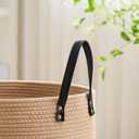 VIPOSCO Tall Laundry Basket, Large Dirty Clothes Hamper with Leather Handle, Woven Rope Storage Basket for Blanket, Toy In Living Room, Bathroom, Bedroom - 100L Brown & Black